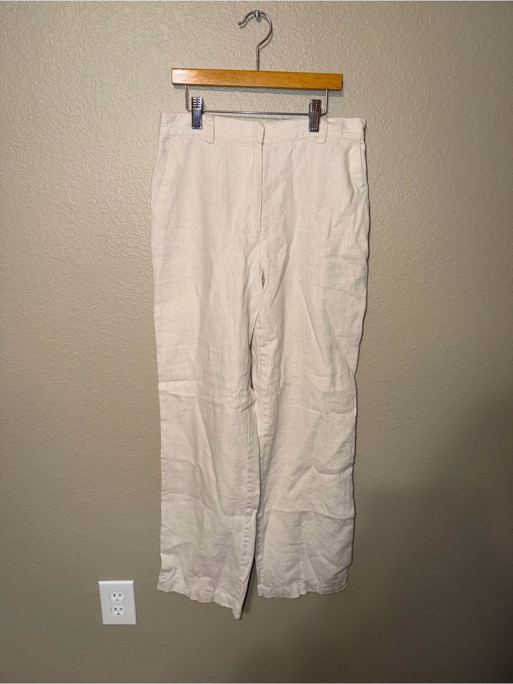 JM Collection Women's Cream Linen Wide Leg Trousers